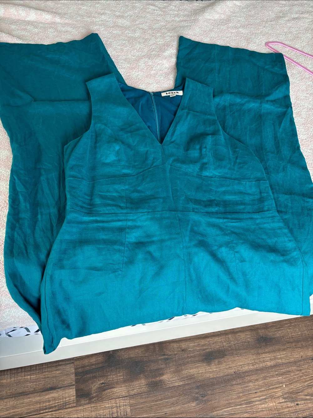 Boden Teal Sleeveless V-Neck Jumpsuit